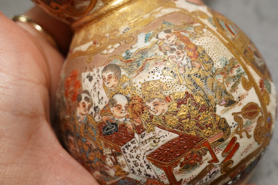 A pair of Japanese Satsuma double gourd-shaped miniature vases, early 20th century